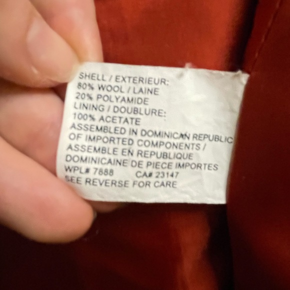 SOLD EUC Talbots Tailored Orange Wool Double Breasted Peacoat, women’s size 8 - Picture 7 of 8